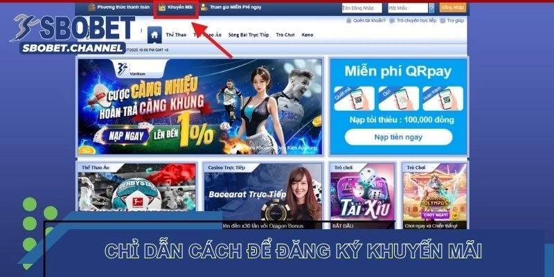 Chỉ dẫn cách để đăng ký khuyến mãi